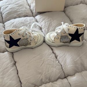 Kids White and Blue Star Sneakers